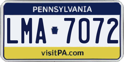 PA license plate LMA7072