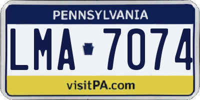 PA license plate LMA7074