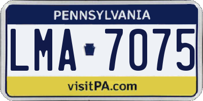 PA license plate LMA7075