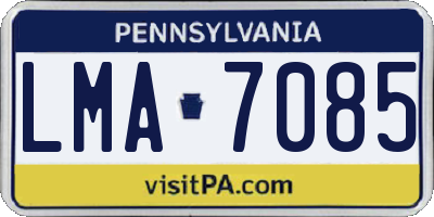 PA license plate LMA7085