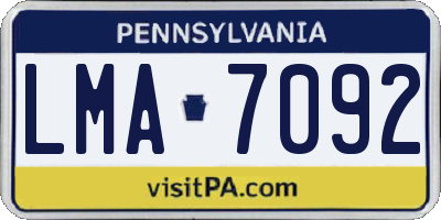 PA license plate LMA7092