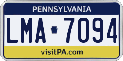 PA license plate LMA7094