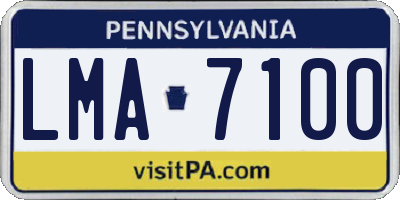 PA license plate LMA7100