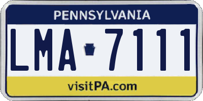 PA license plate LMA7111