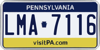 PA license plate LMA7116