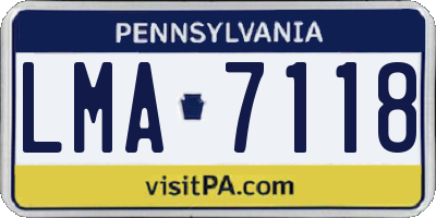 PA license plate LMA7118