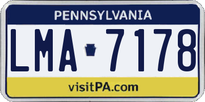 PA license plate LMA7178