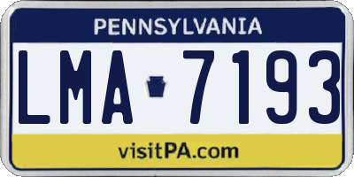 PA license plate LMA7193