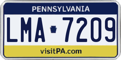 PA license plate LMA7209