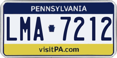 PA license plate LMA7212
