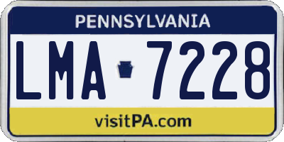PA license plate LMA7228