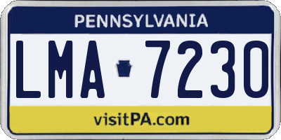 PA license plate LMA7230