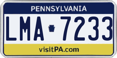 PA license plate LMA7233
