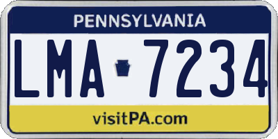 PA license plate LMA7234
