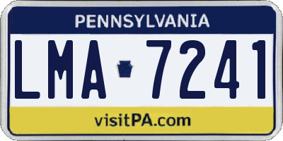 PA license plate LMA7241