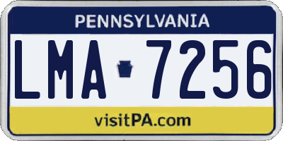 PA license plate LMA7256