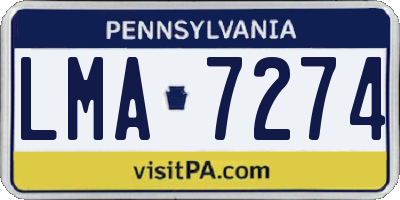 PA license plate LMA7274