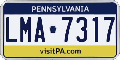 PA license plate LMA7317