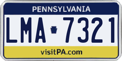 PA license plate LMA7321