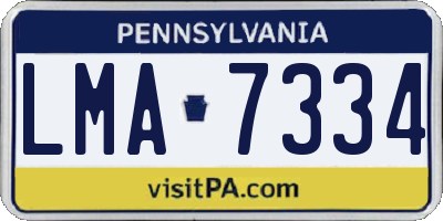 PA license plate LMA7334