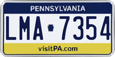 PA license plate LMA7354