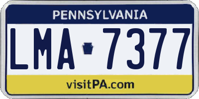 PA license plate LMA7377