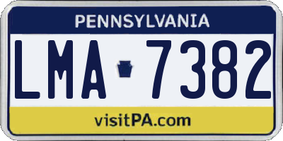 PA license plate LMA7382