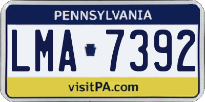 PA license plate LMA7392