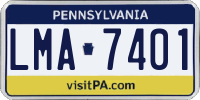 PA license plate LMA7401
