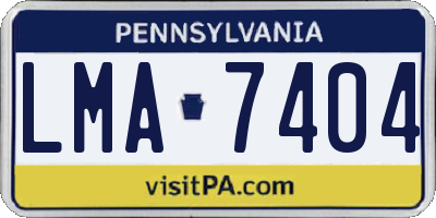 PA license plate LMA7404