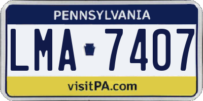 PA license plate LMA7407