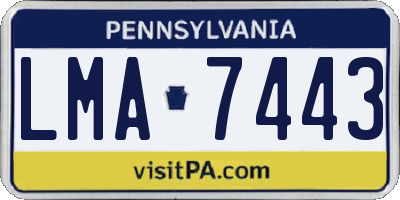 PA license plate LMA7443