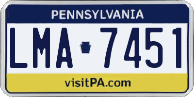 PA license plate LMA7451