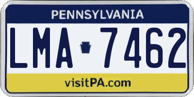 PA license plate LMA7462
