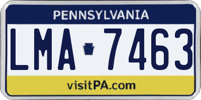 PA license plate LMA7463