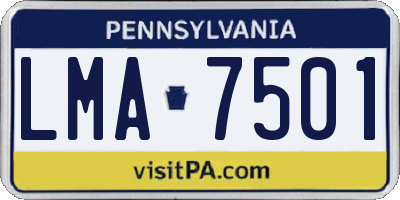 PA license plate LMA7501