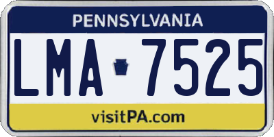 PA license plate LMA7525