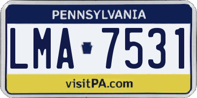 PA license plate LMA7531