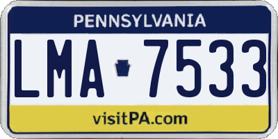 PA license plate LMA7533