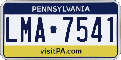 PA license plate LMA7541