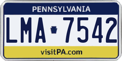 PA license plate LMA7542