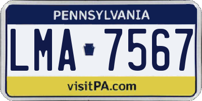 PA license plate LMA7567