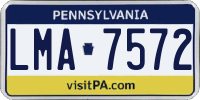 PA license plate LMA7572