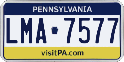 PA license plate LMA7577
