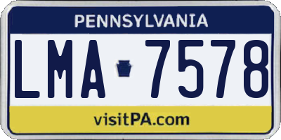 PA license plate LMA7578