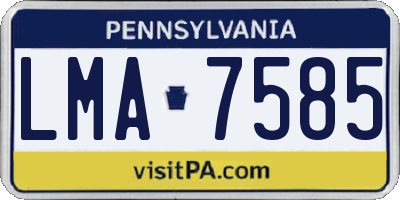 PA license plate LMA7585