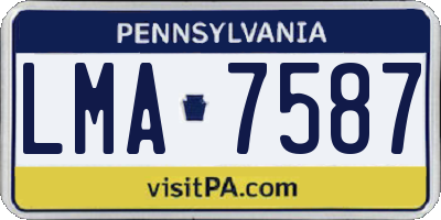 PA license plate LMA7587
