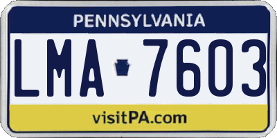 PA license plate LMA7603