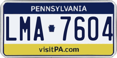 PA license plate LMA7604