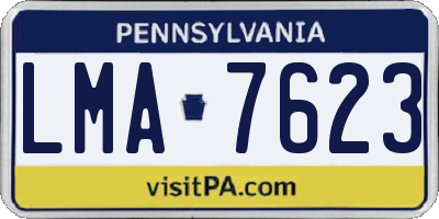 PA license plate LMA7623